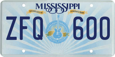 MS license plate ZFQ600