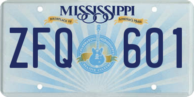 MS license plate ZFQ601