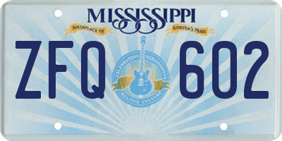 MS license plate ZFQ602