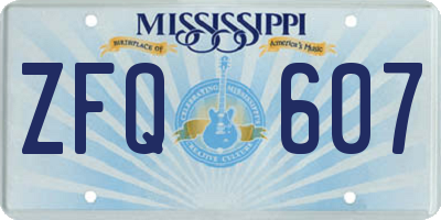 MS license plate ZFQ607