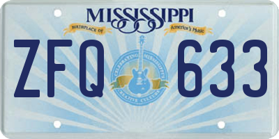 MS license plate ZFQ633