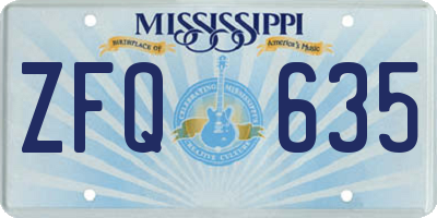 MS license plate ZFQ635