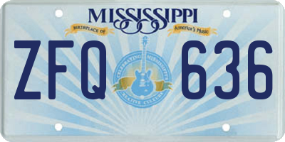 MS license plate ZFQ636