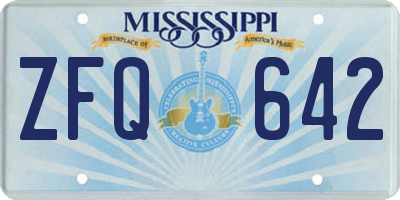 MS license plate ZFQ642