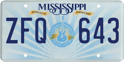 MS license plate ZFQ643