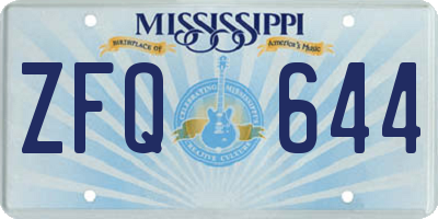 MS license plate ZFQ644