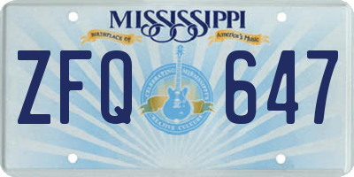 MS license plate ZFQ647