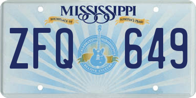 MS license plate ZFQ649