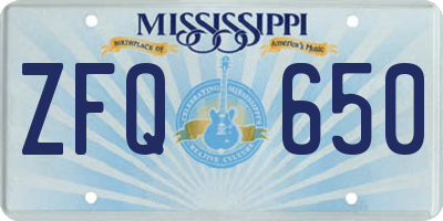 MS license plate ZFQ650