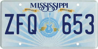 MS license plate ZFQ653