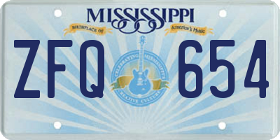 MS license plate ZFQ654