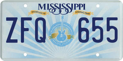 MS license plate ZFQ655