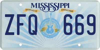 MS license plate ZFQ669