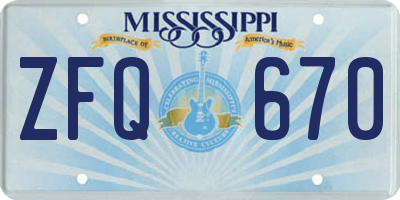 MS license plate ZFQ670