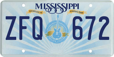 MS license plate ZFQ672