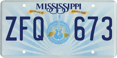 MS license plate ZFQ673