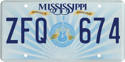 MS license plate ZFQ674