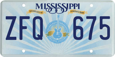 MS license plate ZFQ675