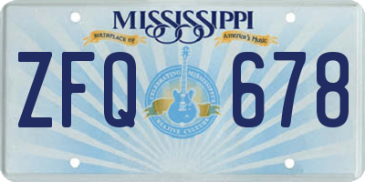 MS license plate ZFQ678