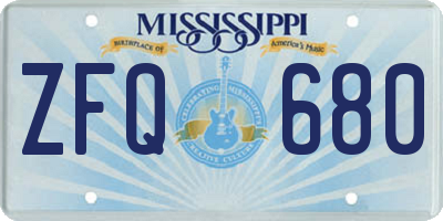 MS license plate ZFQ680