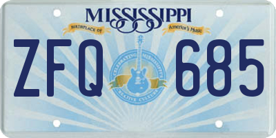 MS license plate ZFQ685