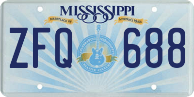 MS license plate ZFQ688