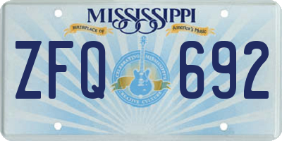 MS license plate ZFQ692