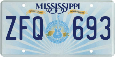 MS license plate ZFQ693
