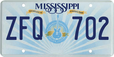 MS license plate ZFQ702