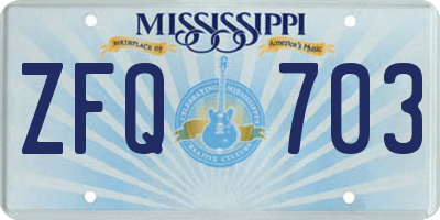 MS license plate ZFQ703