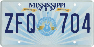 MS license plate ZFQ704