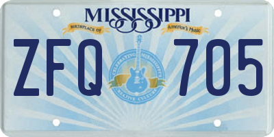 MS license plate ZFQ705
