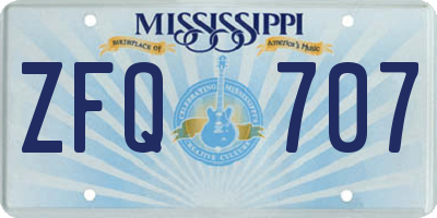 MS license plate ZFQ707
