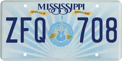 MS license plate ZFQ708