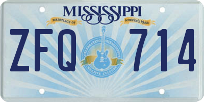 MS license plate ZFQ714