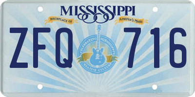 MS license plate ZFQ716