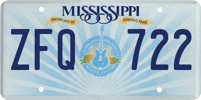MS license plate ZFQ722