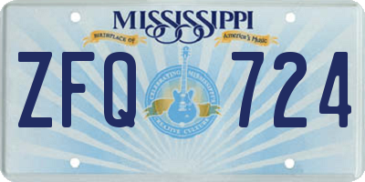 MS license plate ZFQ724