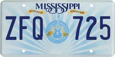 MS license plate ZFQ725