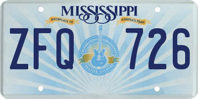 MS license plate ZFQ726