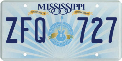 MS license plate ZFQ727