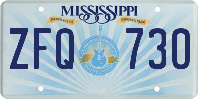 MS license plate ZFQ730