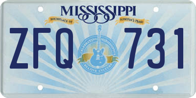 MS license plate ZFQ731
