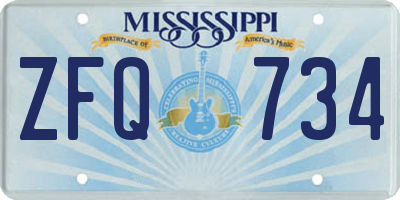 MS license plate ZFQ734