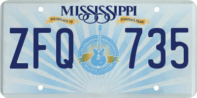 MS license plate ZFQ735