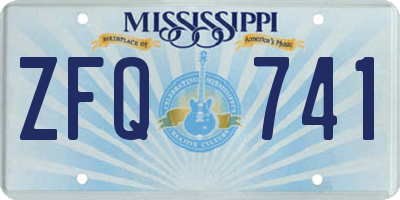 MS license plate ZFQ741