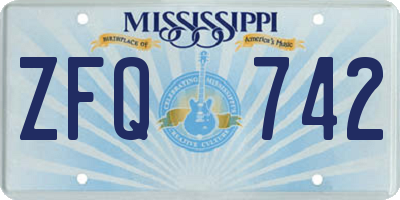 MS license plate ZFQ742