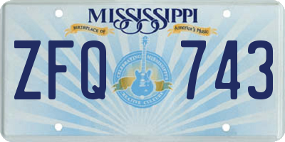 MS license plate ZFQ743
