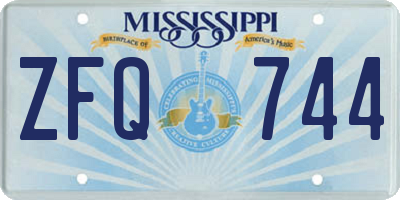 MS license plate ZFQ744