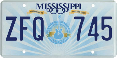 MS license plate ZFQ745